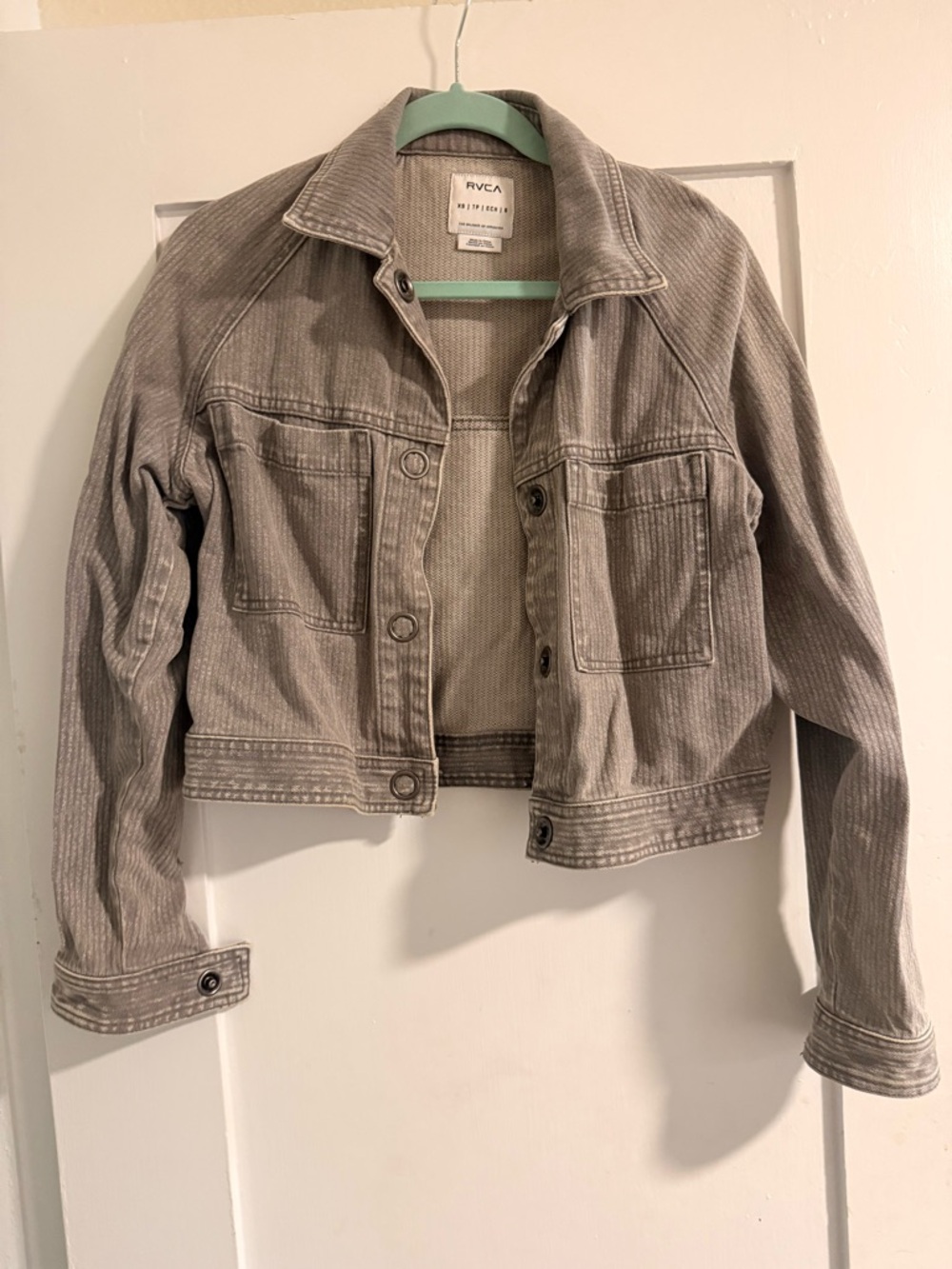 RVCA Women's Cropped Corduroy Jacket in Gray, XS